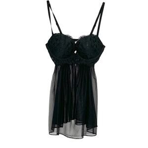 Victorias Secret 34C NEW Womens Lingerie Black Chiffon Lace Bra Chiffon Skirt